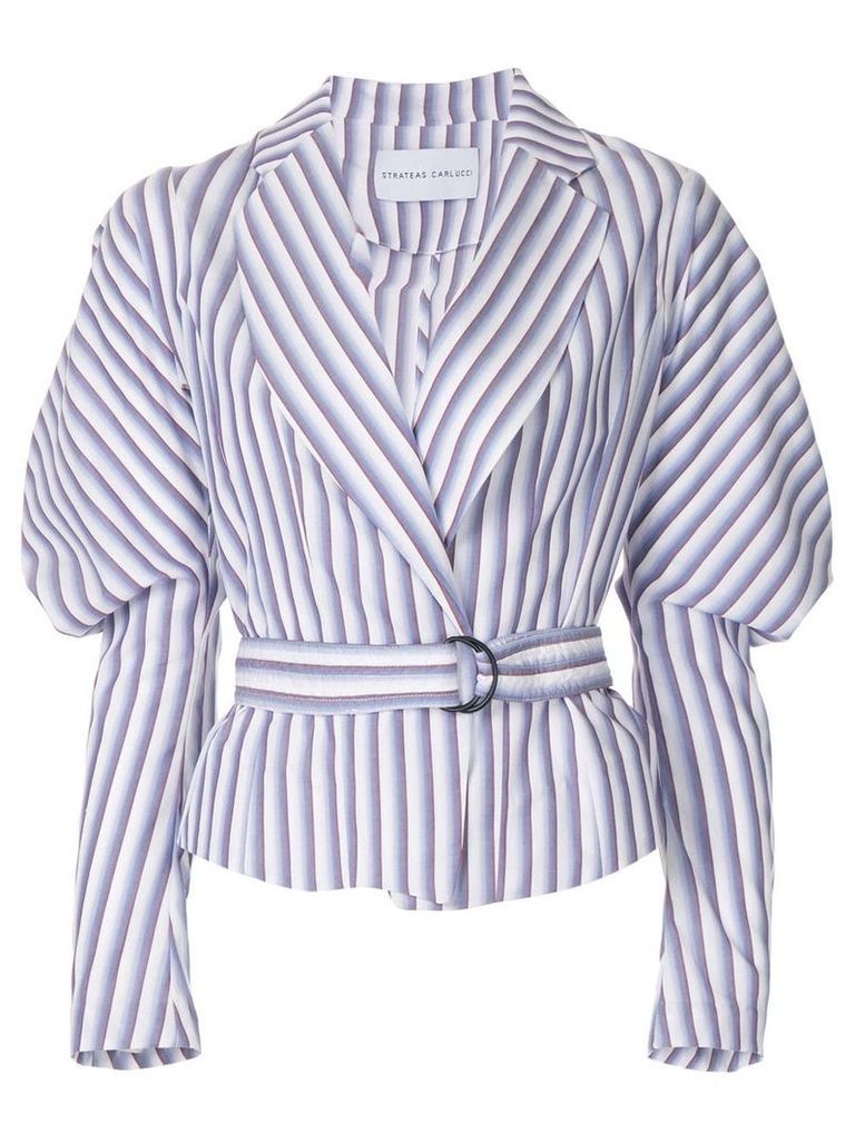 Strateas Carlucci Cumulus puff-sleeve striped belted jacket - Pink
