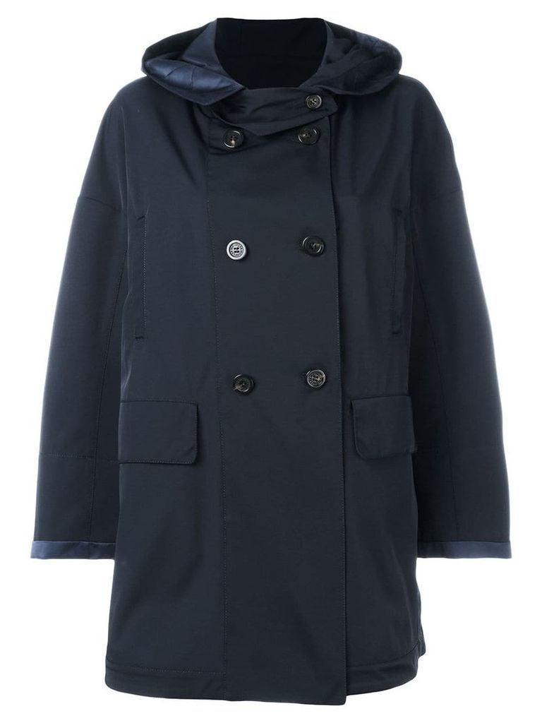 Moncler hooded mid-length coat - Blue