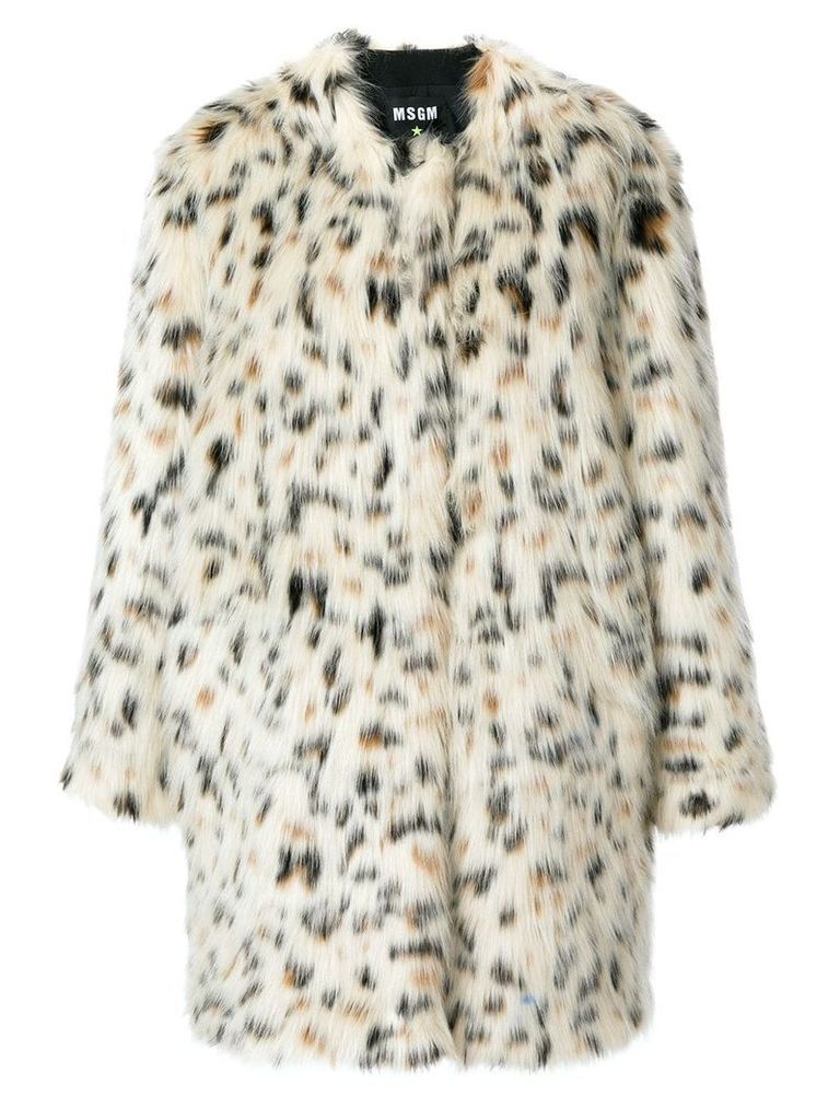 MSGM leopard print coat - White