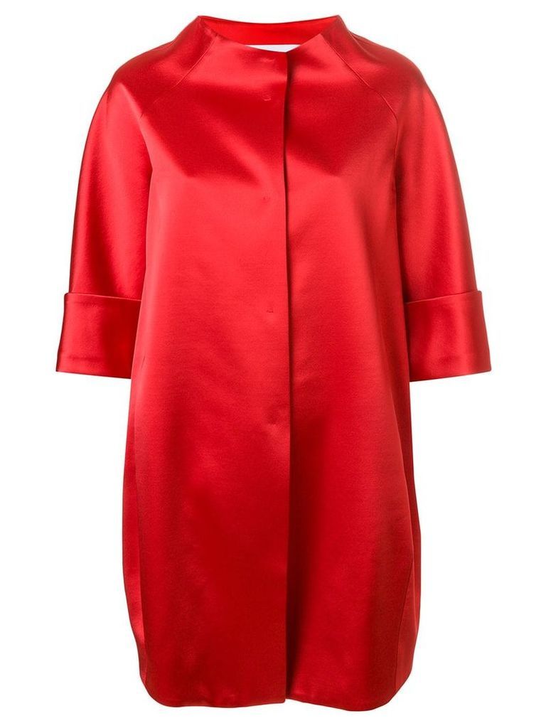 Gianluca Capannolo funnel-neck satin cocoon coat - Red