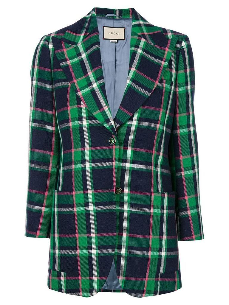 Gucci patched checked blazer - Green