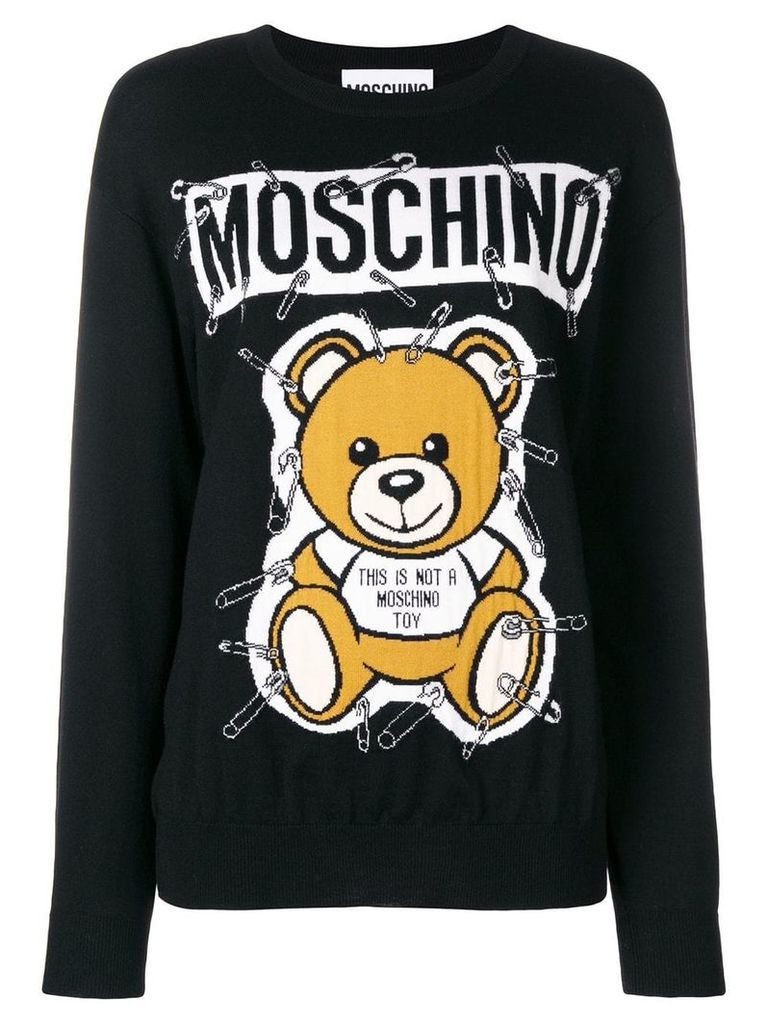 Moschino teddy bear intarsia sweater - Black