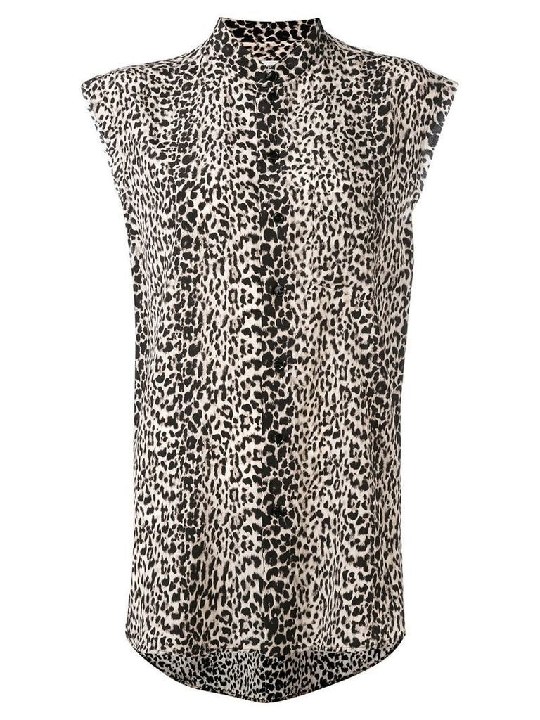 Saint Laurent leopard print sleeveless shirt - Black