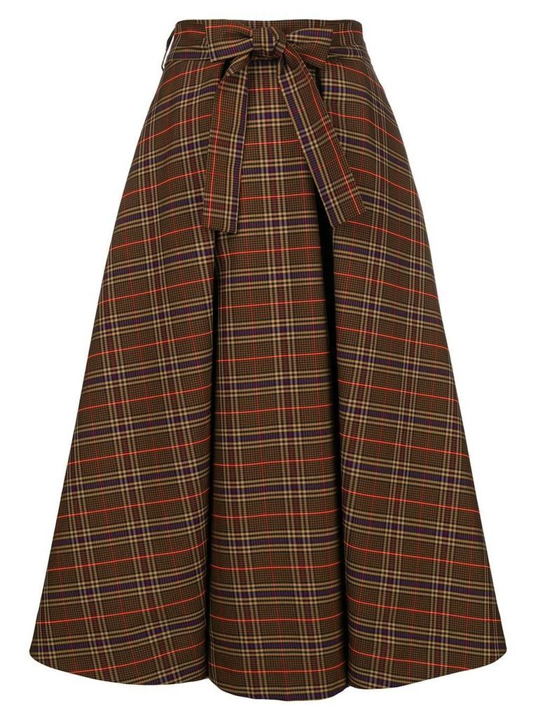MSGM checked flared skirt - Brown
