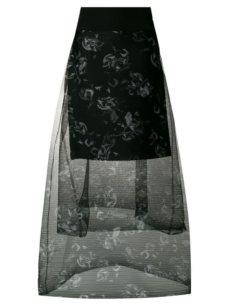 Dorothee Schumacher tiered floral printed sheer skirt - Black