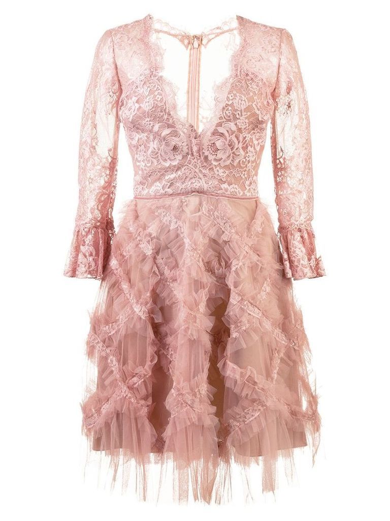 Marchesa Notte tulle embellished dress - Pink