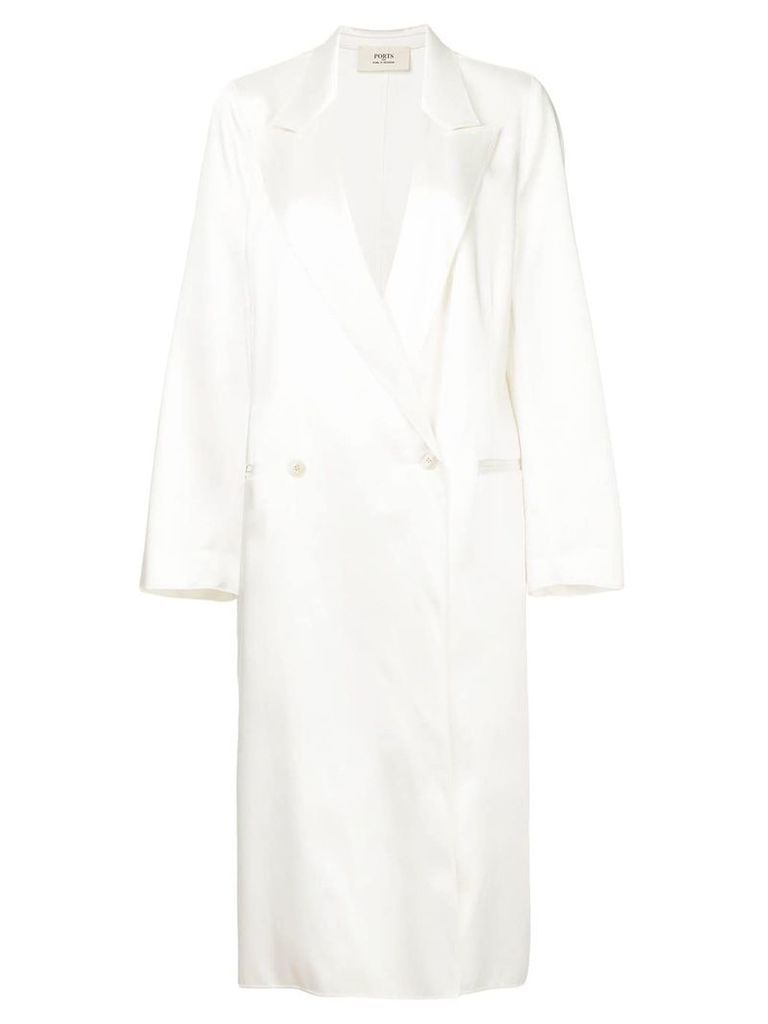 Ports 1961 double-breasted overcoat - White