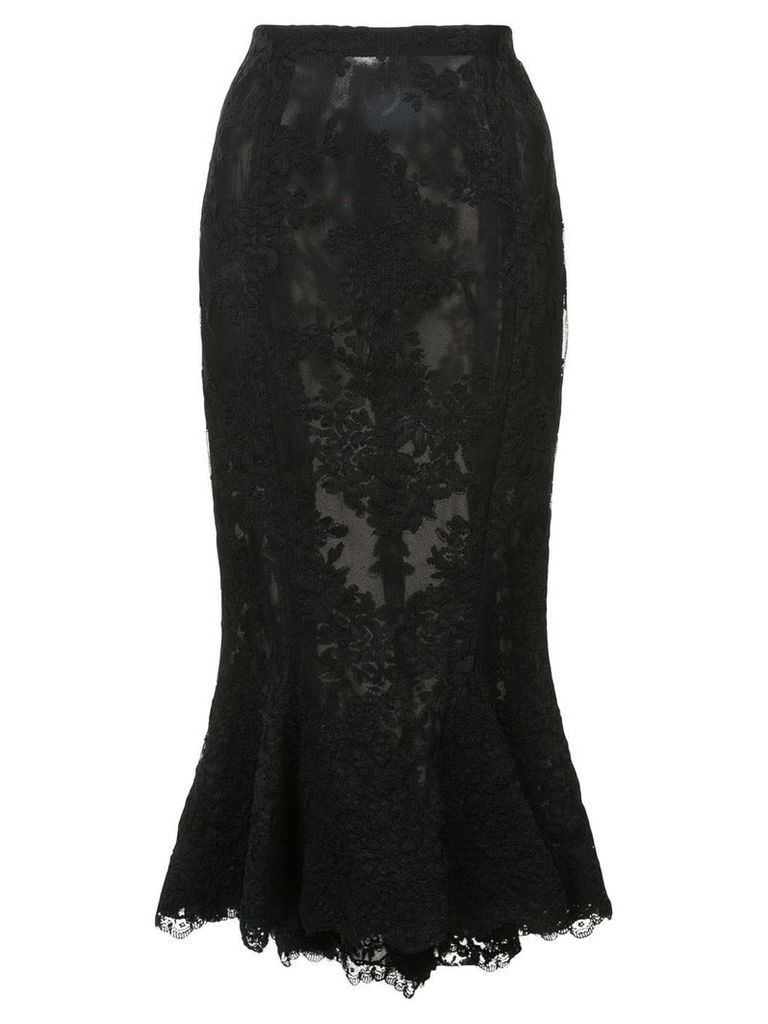 Marchesa lace fishtail skirt - Black