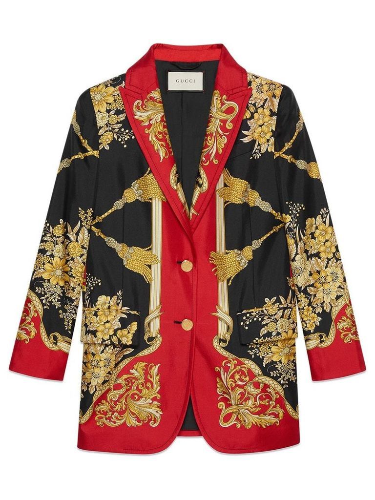 Gucci Silk jacket with flowers and tassels - Black
