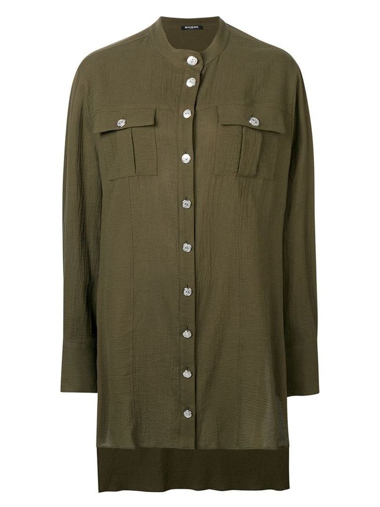 Balmain oversized longline shirt - Green
