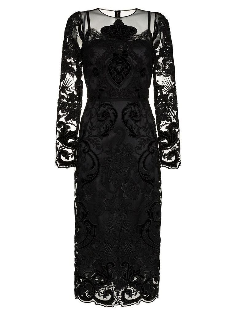 Dolce & Gabbana lace embellished silk midi dress - Black