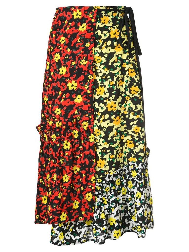 Proenza Schouler Multi Floral Asymmetrical Skirt - Poppy Wildflower