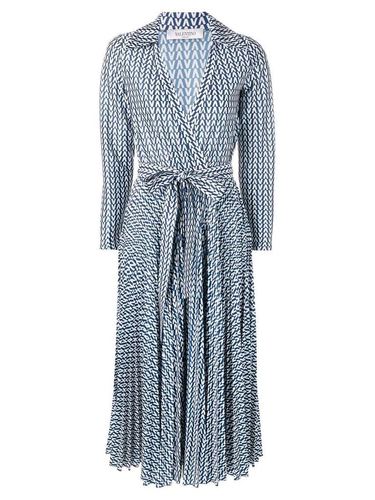 Valentino printed belted dress - Blue