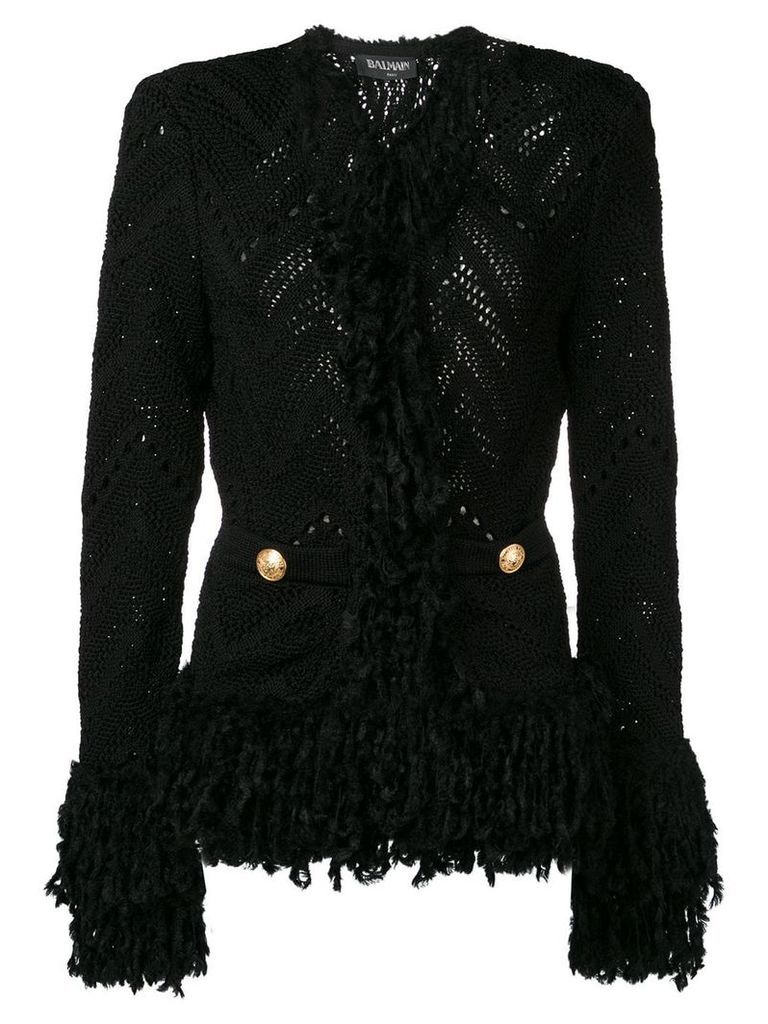 Balmain knitted fringe cardigan - Black