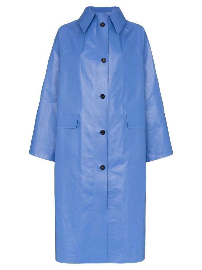 Kassl Editions Oil long sleeve button down coat - Blue
