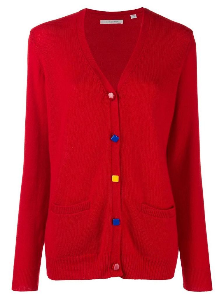 Chinti and Parker contrast elbow-patch cardigan - Red