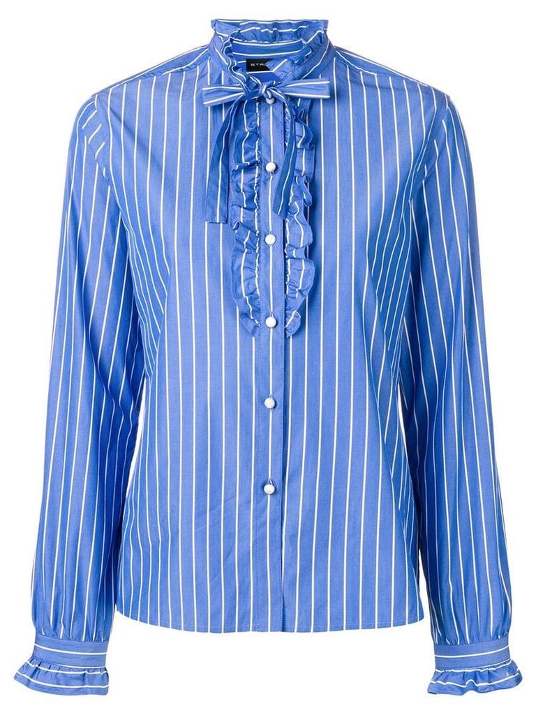 Etro striped ruffle trim shirt - Blue