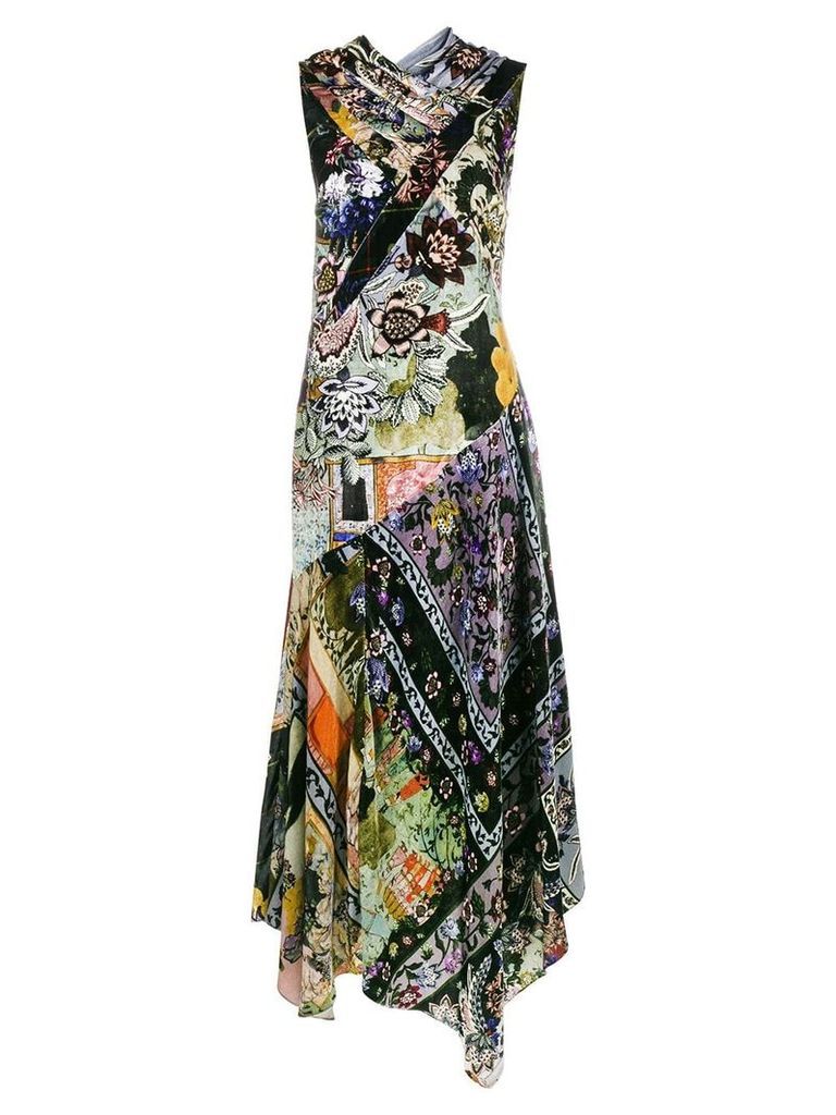Erdem sleeveless floral print velvet panelled dress - Multicolour