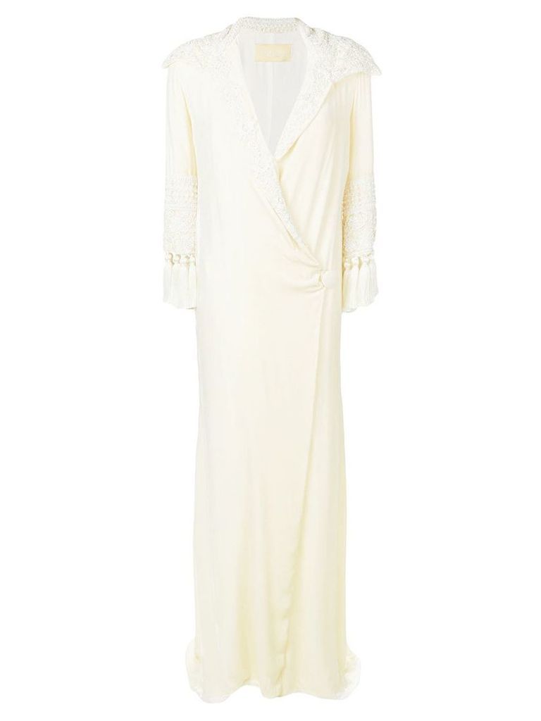 Parlor embellished wrap-effect gown - White