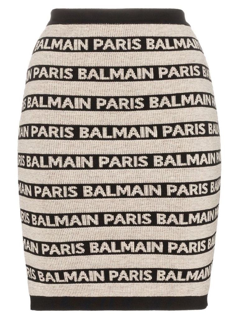 Balmain Knit stretch logo skirt - Neutrals