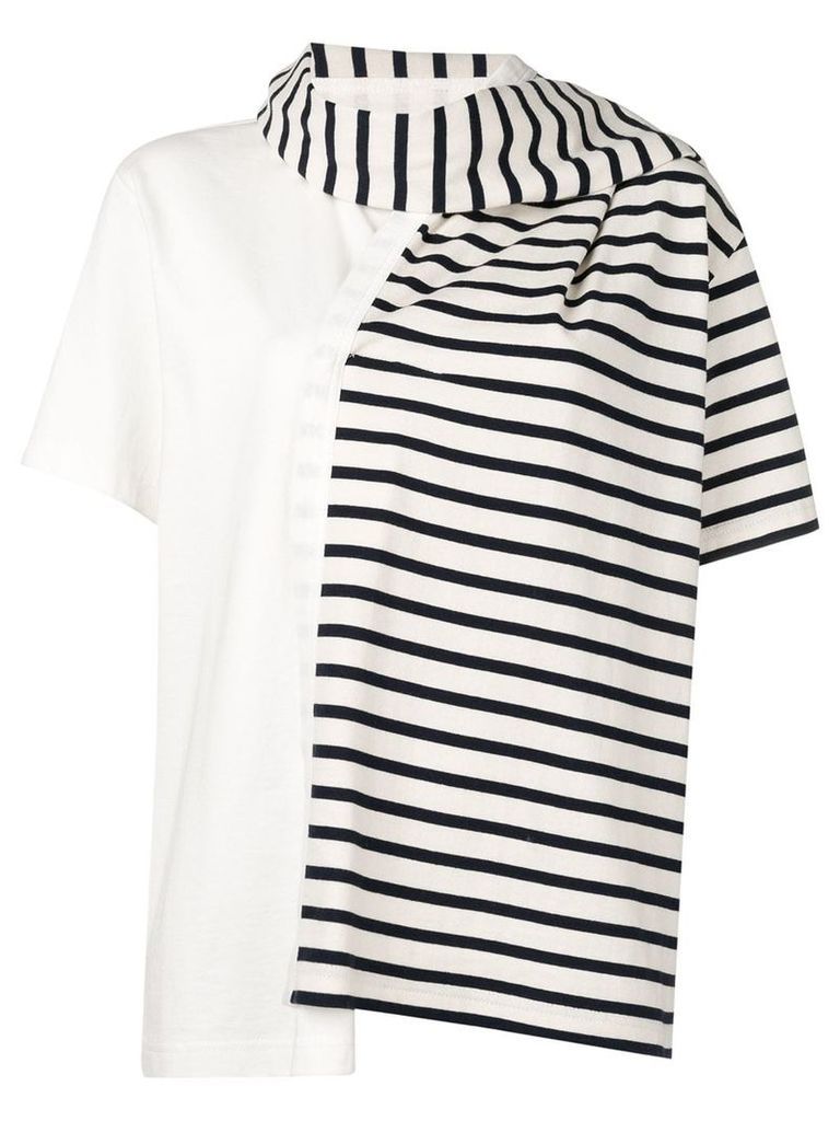 JW Anderson striped jersey t-shirt with draped scarf - White