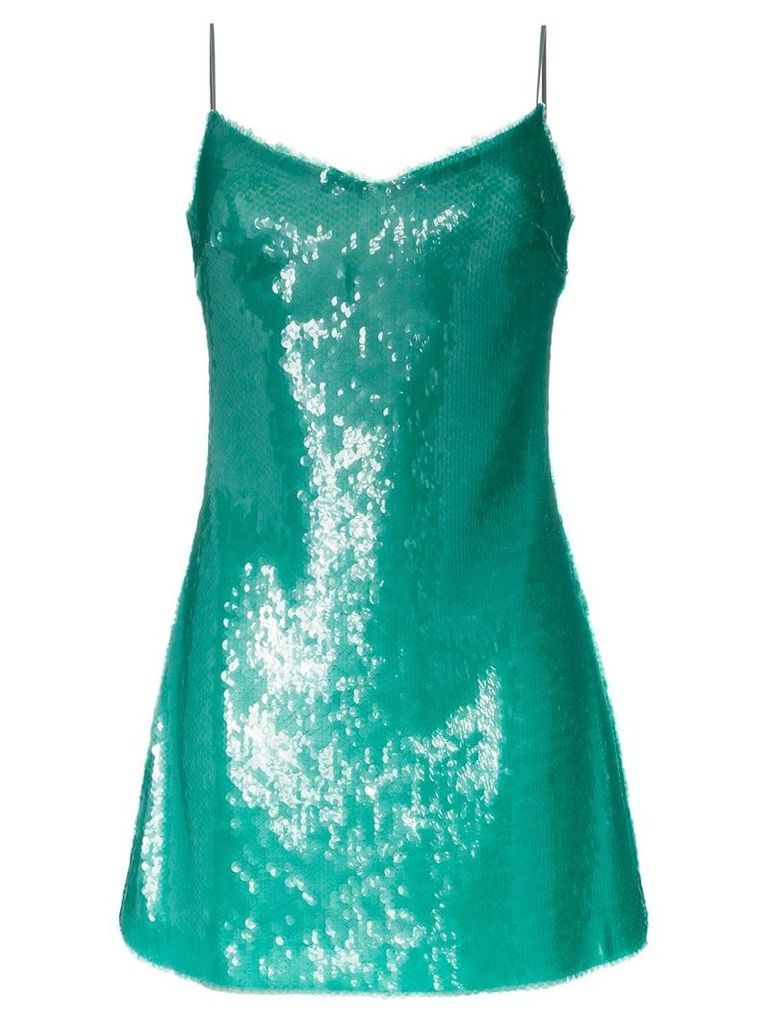 Natasha Zinko sequinned spaghetti strap mini dress - Green