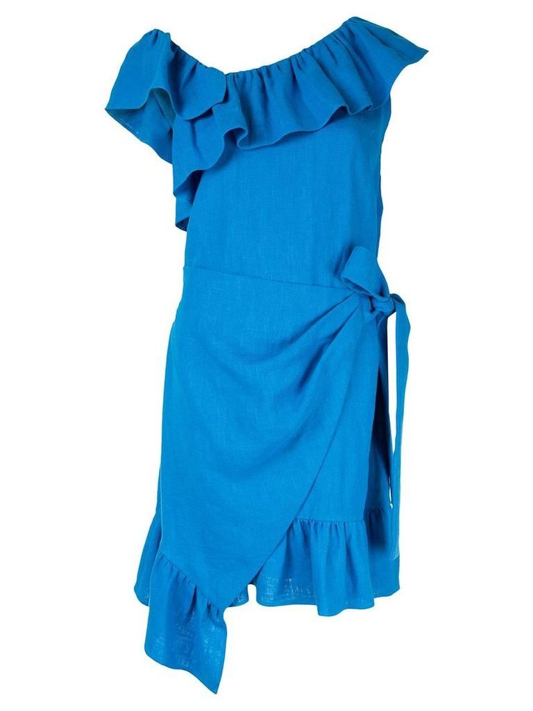 Goen.J ruffle-trimmed wrap dress - Blue