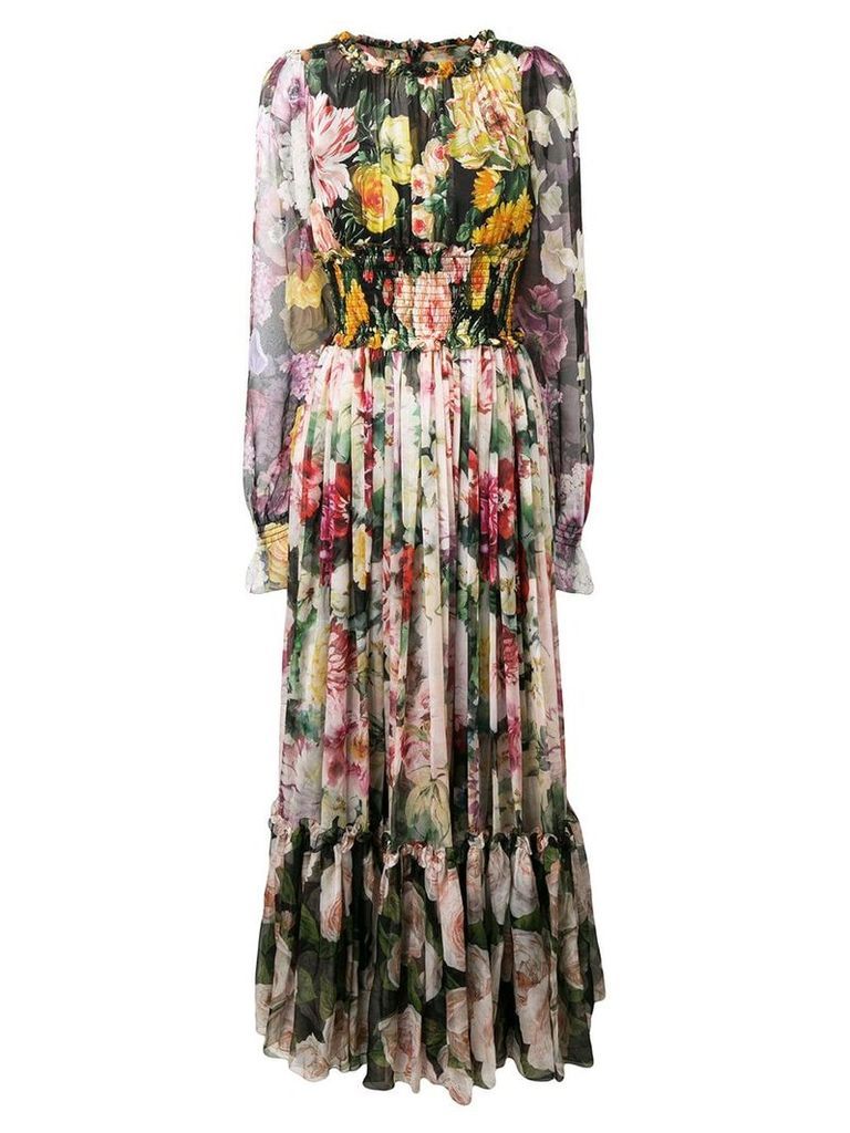 Dolce & Gabbana long floral print dress - NEUTRALS