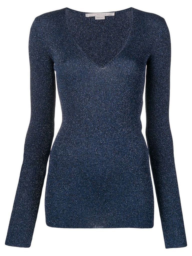 Stella McCartney glitter v-neck sweater - Blue