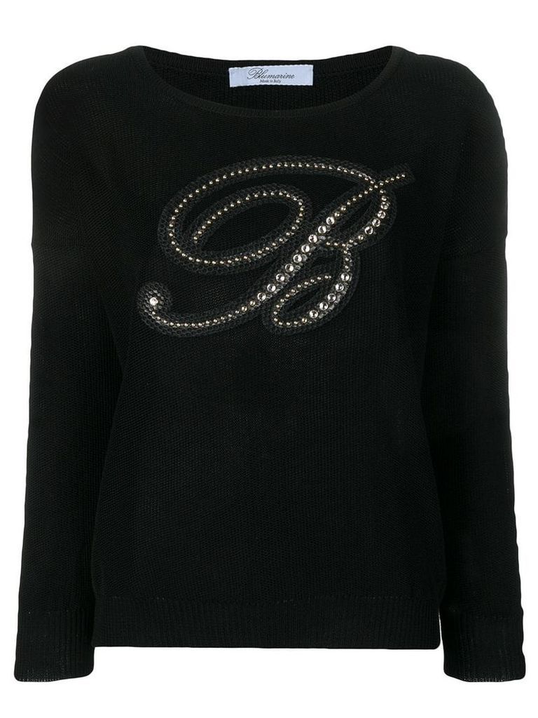 Blumarine logo knitted top - Black
