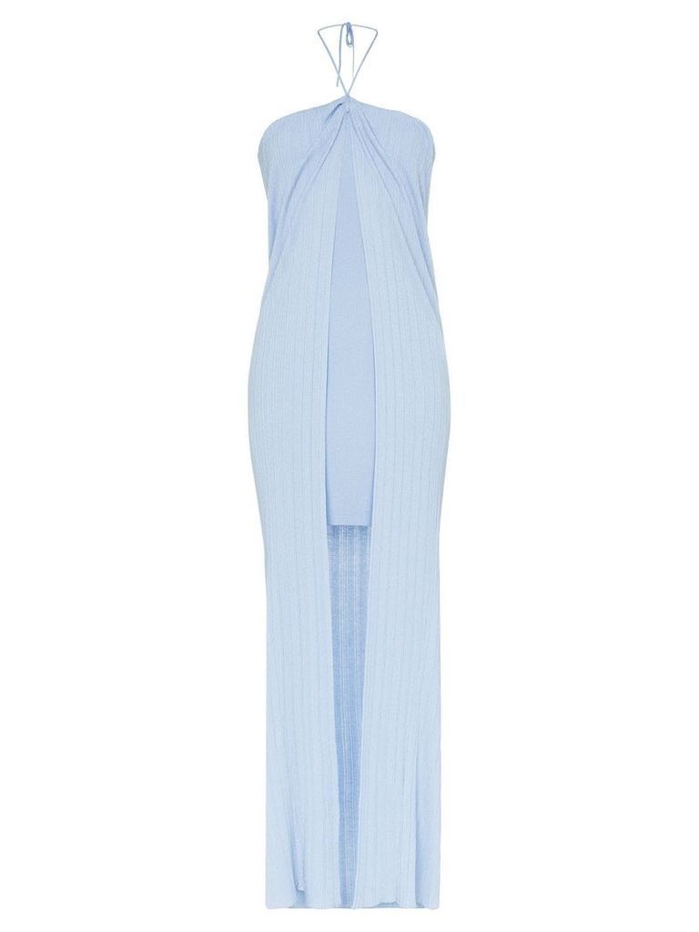 Jacquemus ribbed knit fitted dress - Blue