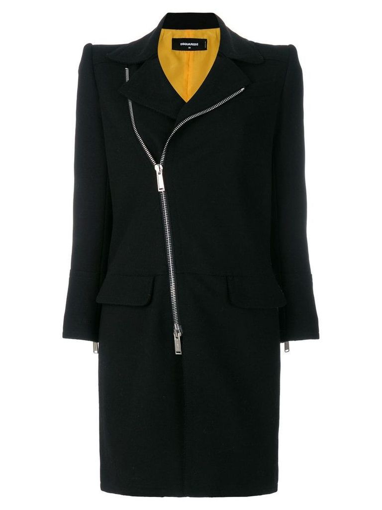 Dsquared2 asymmetric zip front coat - Black
