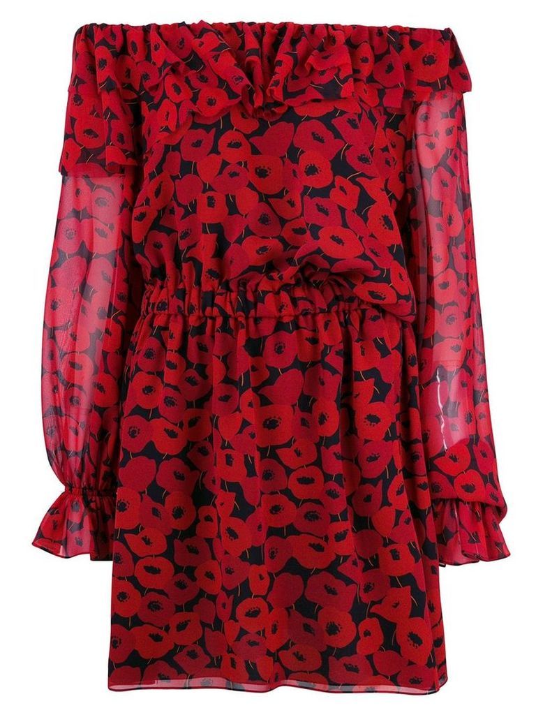 Saint Laurent poppy print dress - Red