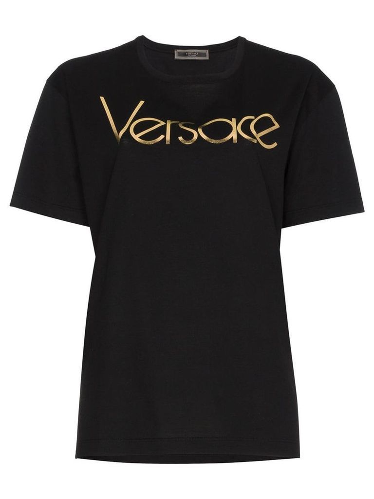 Versace black logo print short sleeve t shirt