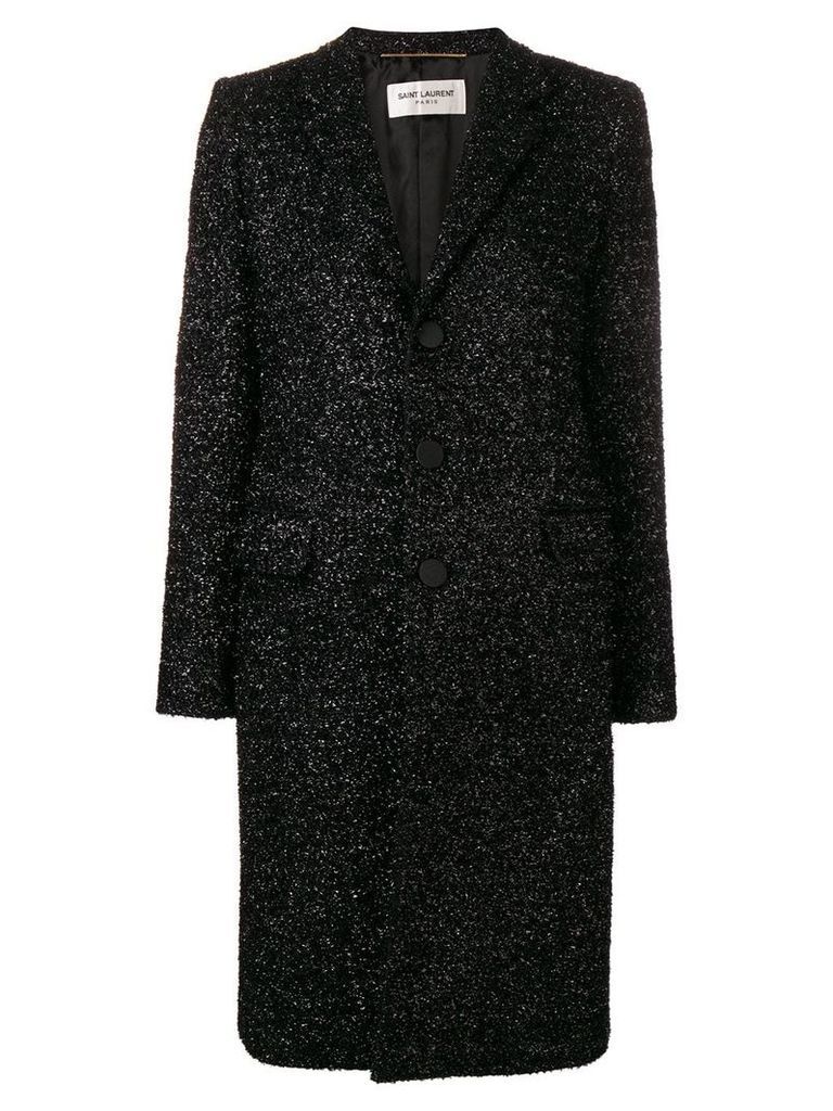 Saint Laurent textured single breasted coat - Black