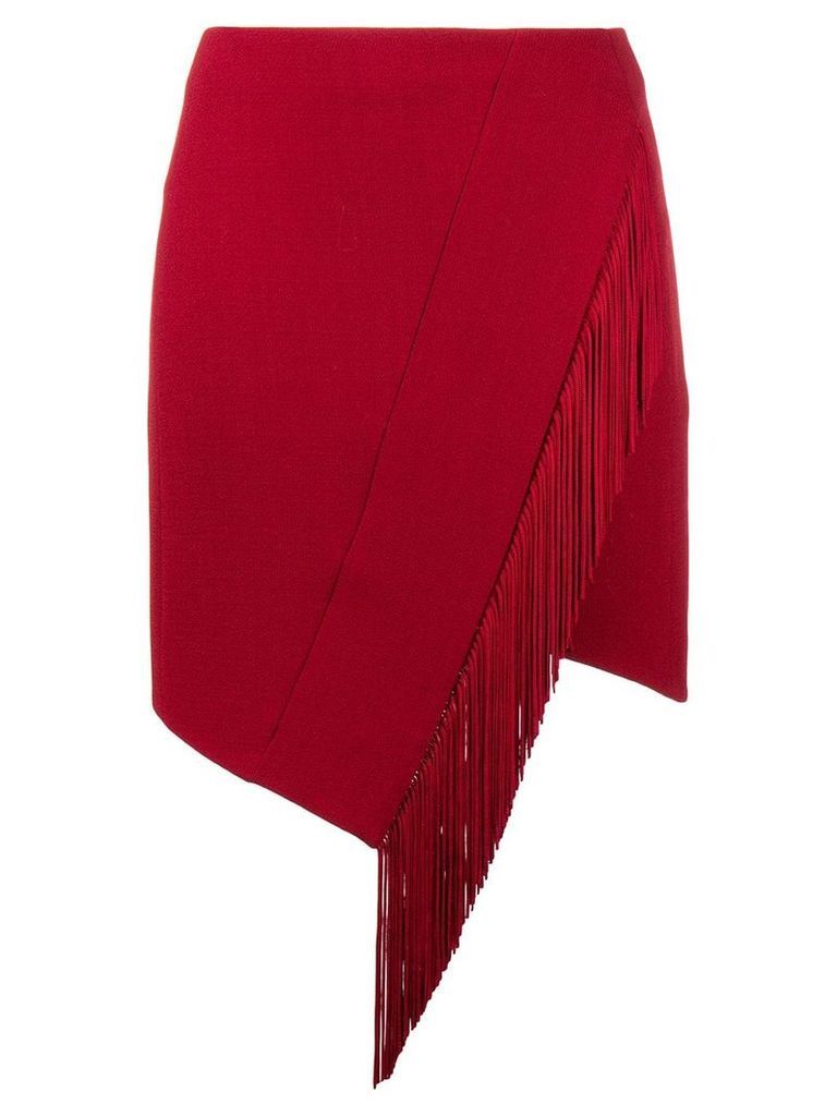 David Koma asymmetric fringed skirt - Red