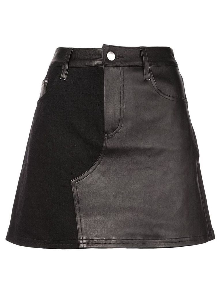 AMIRI leather denim flare skirt - Black