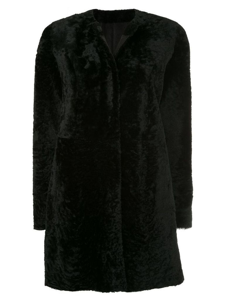 Drome round neck mid-length coat - Black