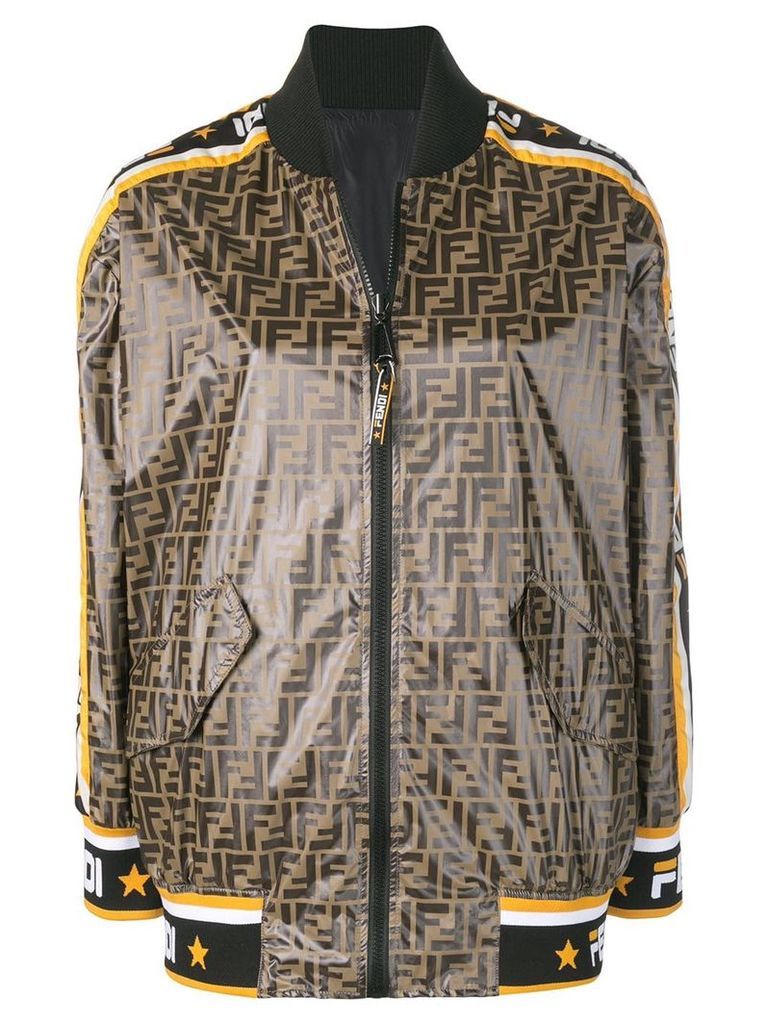 Fendi FF motif print bomber jacket - Brown