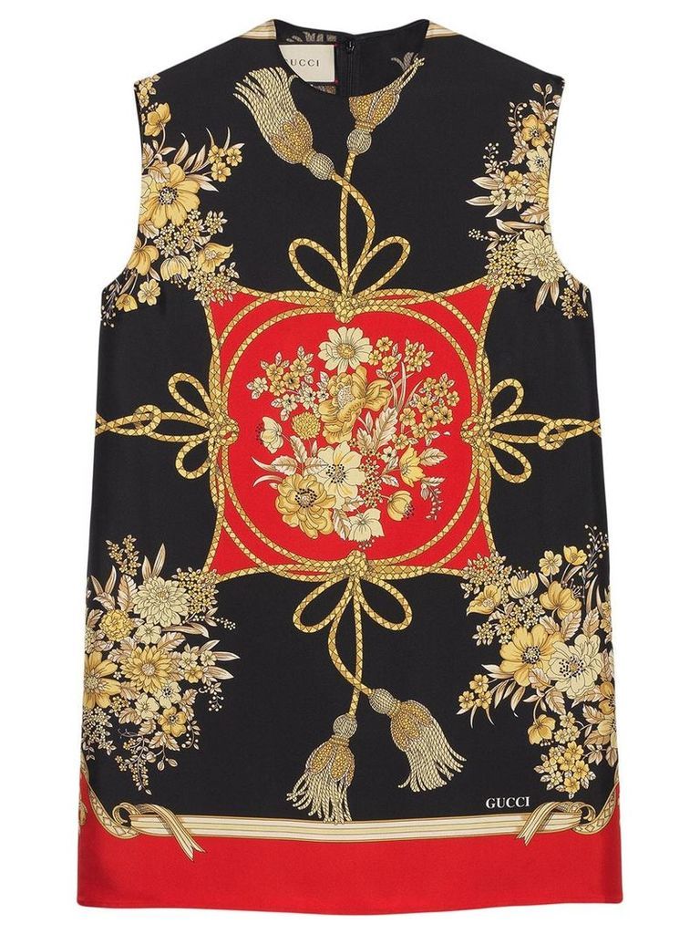 Gucci Tunic top with flowers and tassels - Black