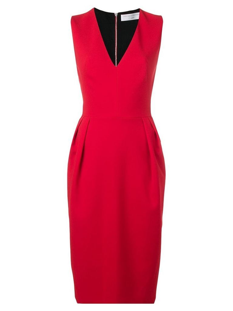 Victoria Beckham V-neck crepe dress - Red