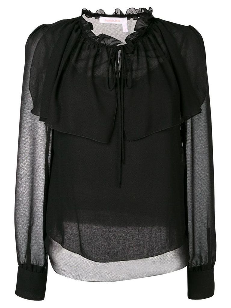 See by Chloé sheer ruffle blouse - Black