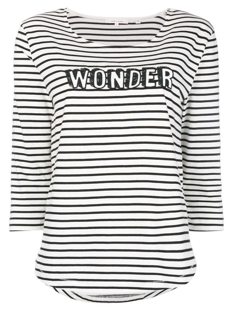 Chinti & Parker slogan striped fitted top - White