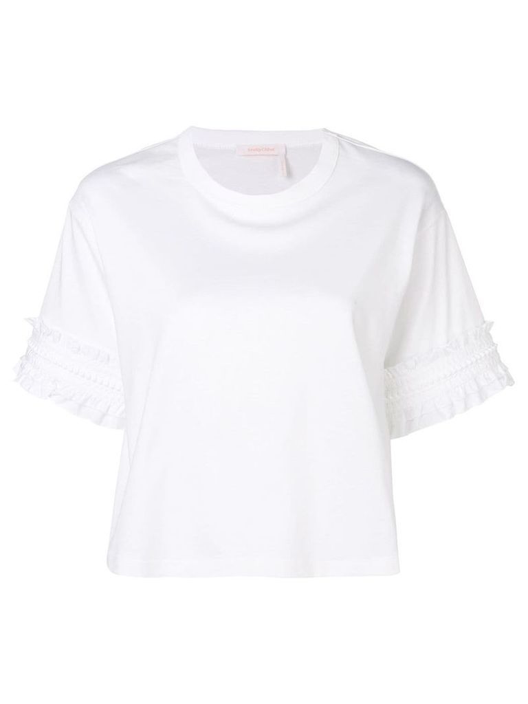 See by Chloé frill sleeve T-shirt - White