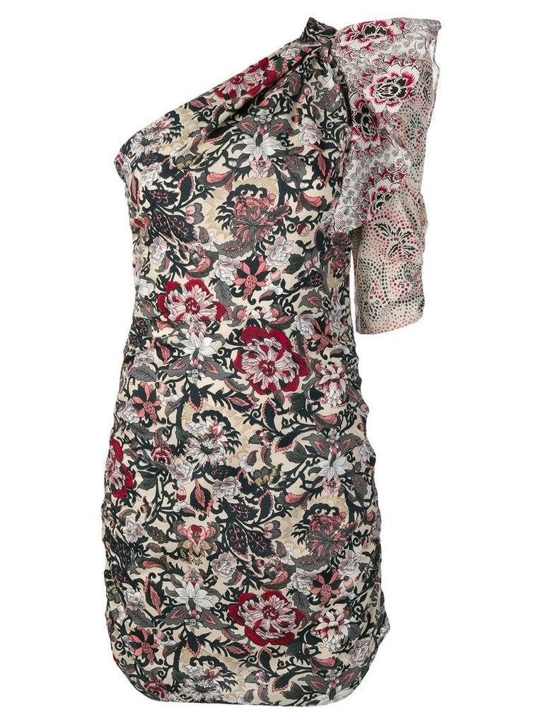 Isabel Marant Étoile one-shoulder printed dress - NEUTRALS