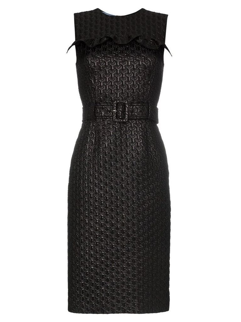 Prada ruffle detail belted dress - Black