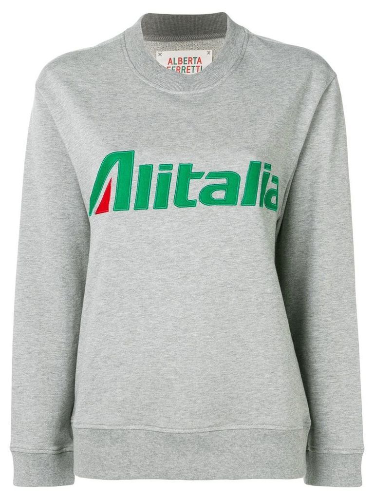 Alberta Ferretti slogan embroidered sweater - Grey