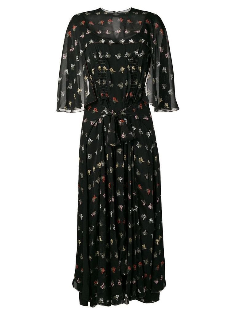 Sonia Rykiel floral cape-style dress - Black