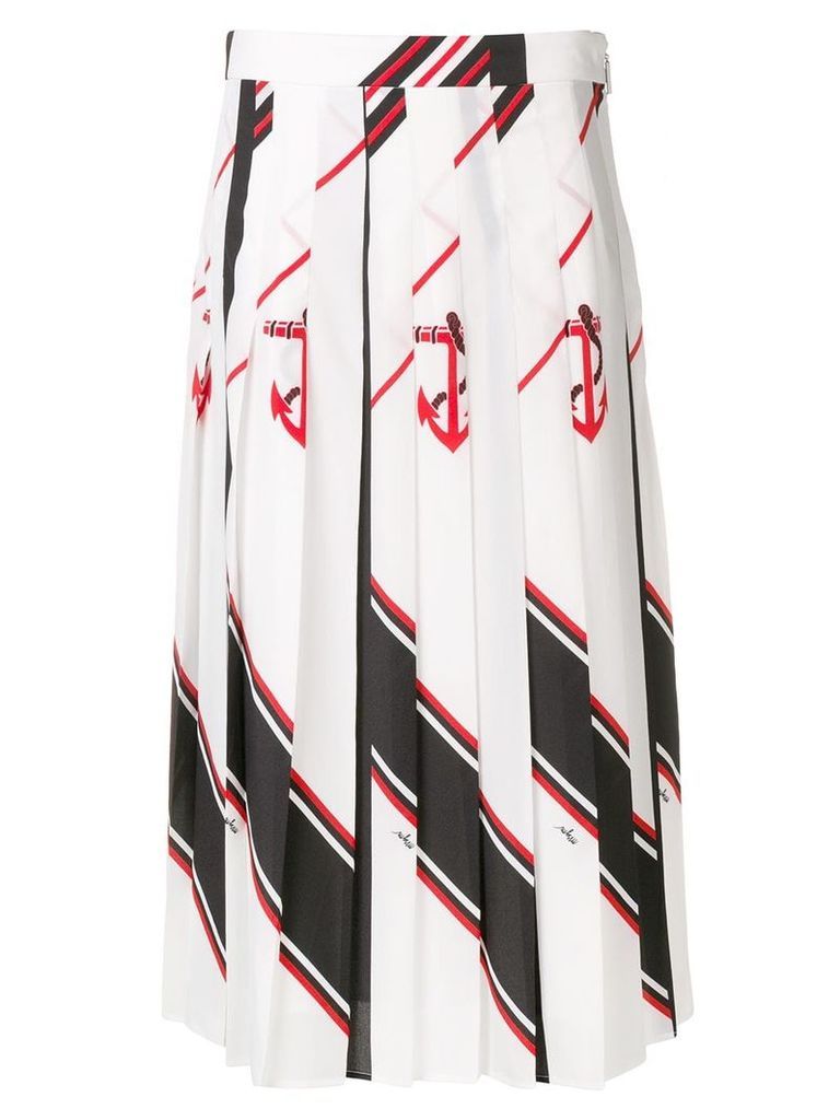 MSGM pleated nautical print skirt - White