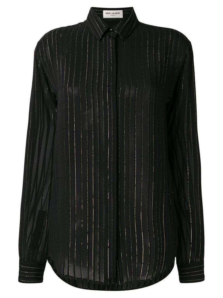 Saint Laurent lurex stripe sheer shirt - Black